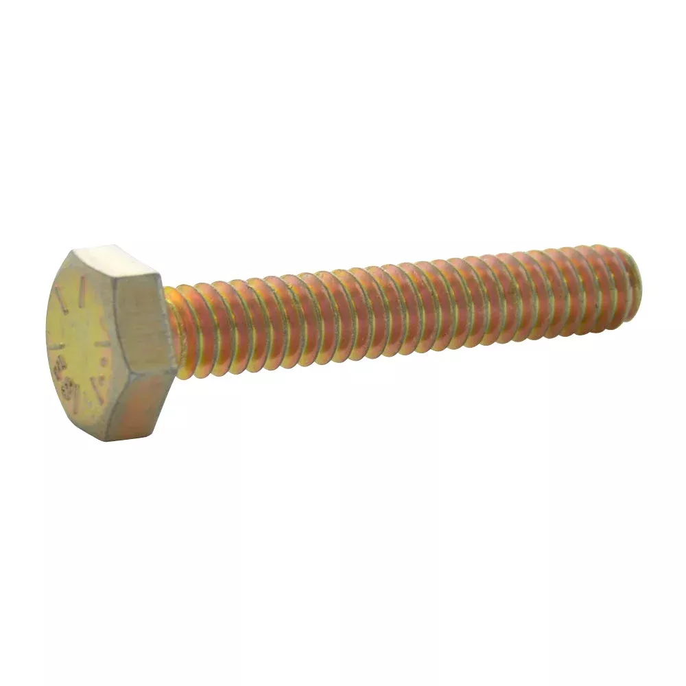 1 /2-13 x 4 Hex Head Fully Threaded Tap Bolt Grade 8 Yellow Zinc Plated Coarse