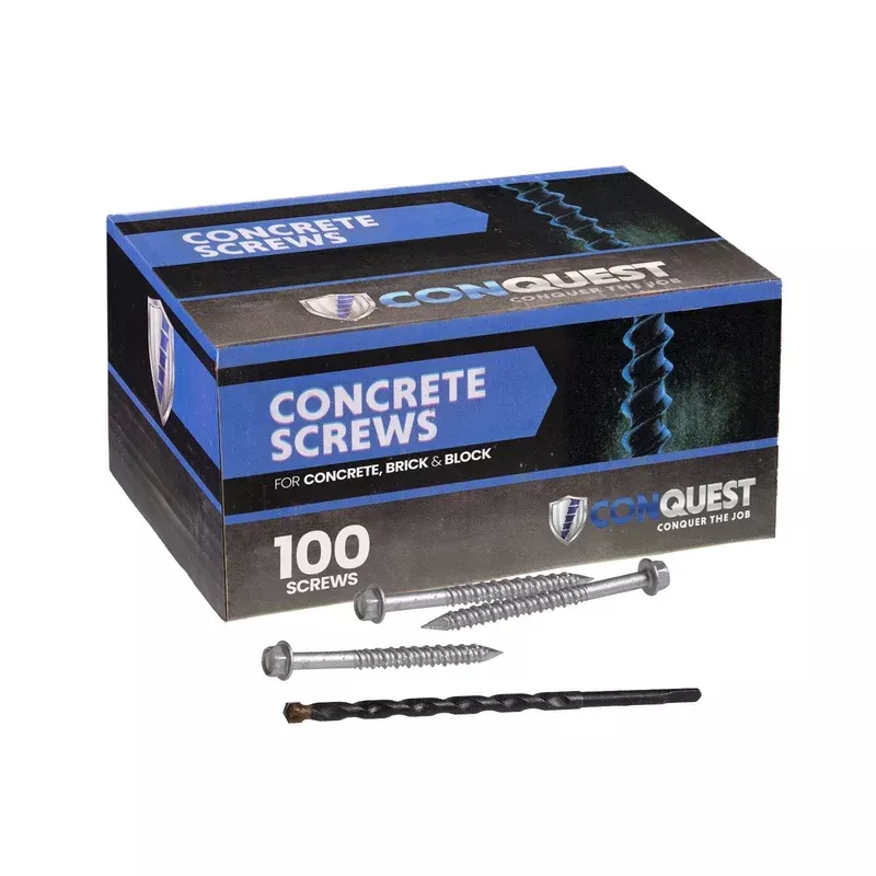1/4″ x 2-3/4″ Conquest Hex Concrete Screw – 410 Stainless Steel Pkg 100