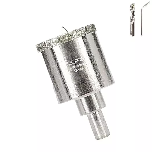 1-9/16inch | 40mm Diamond Hole Saw with Center Drill bit and Diamond-Coated Center Drill bit for Ceramic Glass Marble Fiberglass Granite and Porcelain Tiles by CENYB