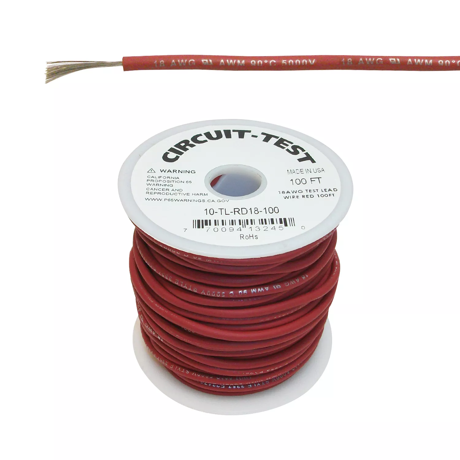 10-TL-RD18-100 - Test Lead Wire, 5KV, Red, 100ft