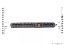 10A (9 Sockets) Energy Rail, 2,5m (8.2ft) Cord, Horizontal 750mm (29.50")