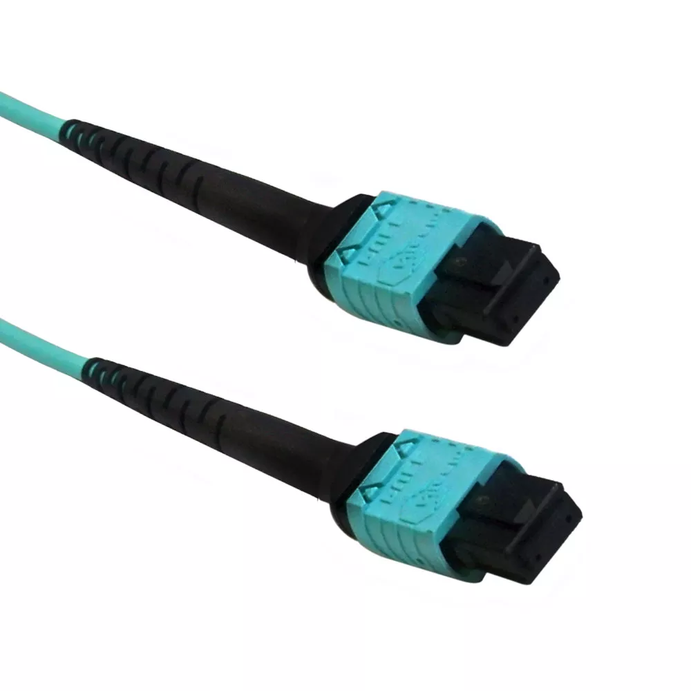 12-Fiber Multimode OM3 MPO Female No Guide Pins to MPO Female No Guide Pins- 1m - 3 ft