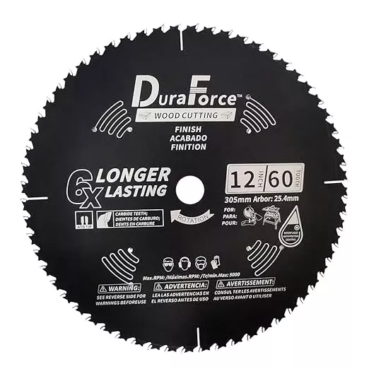 12-Inch 60-Tooth Professional Finish ATB Saw Blade with DuraGuard Anti-Stick for Miter and Table Saws (DF1200SP60)