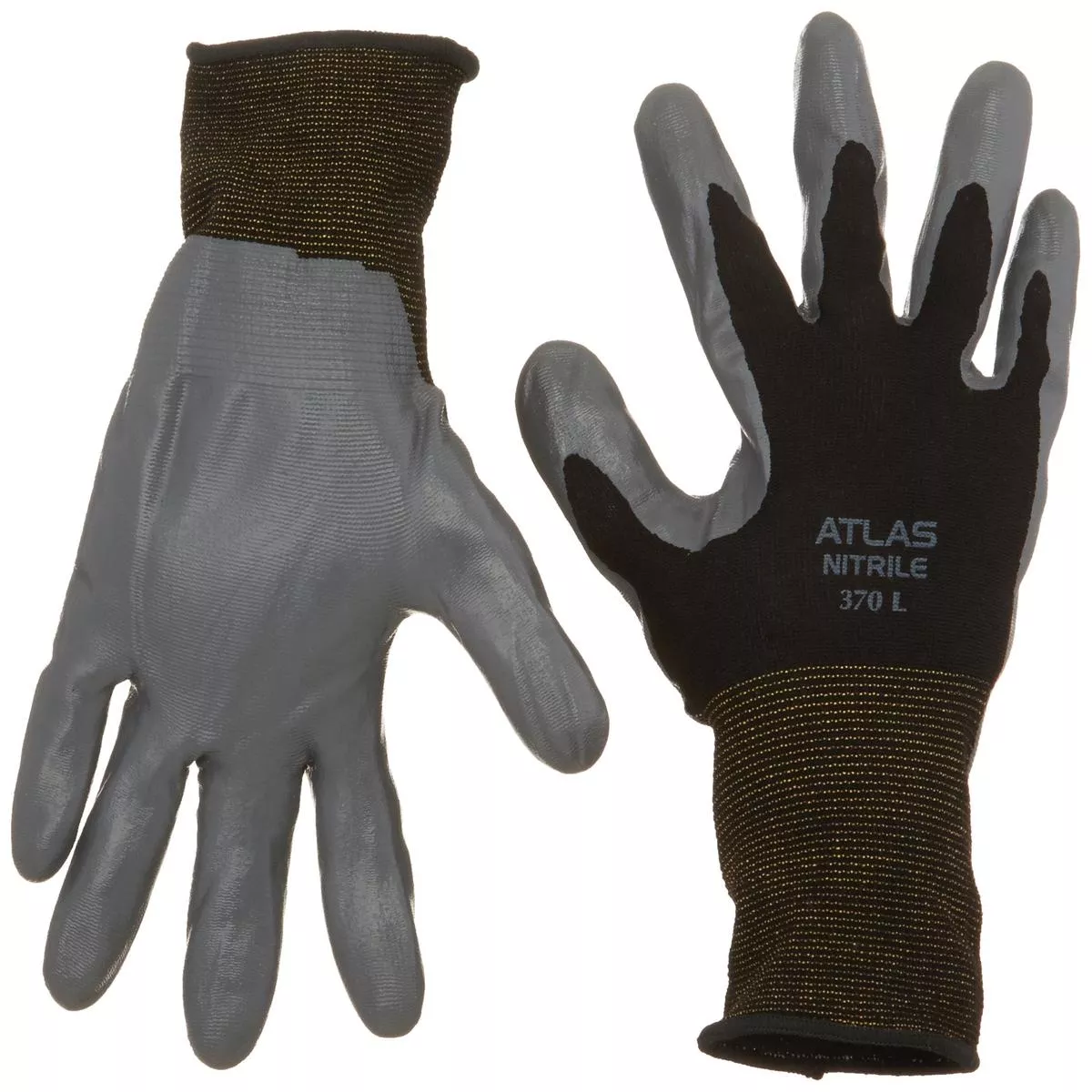 12 Pack – SHOWA Atlas 370 Black Work Gloves – Large