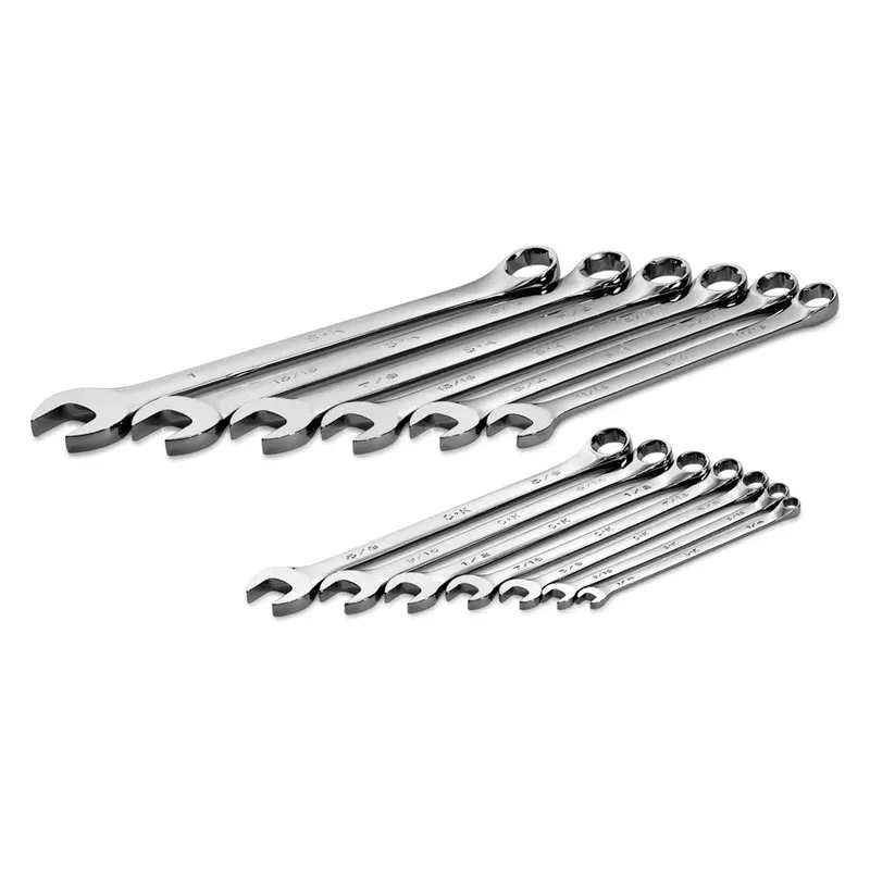 13 Piece 6 Point Fractional Long Combination Chrome Wrench Set