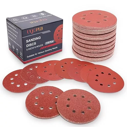 170 Pcs 5 Inch Sanding Discs, 8-Hole Hook and Loop Round Sandpaper for Random Orbital Sander 40 60 80 120 150 240 320 400 600 Grit