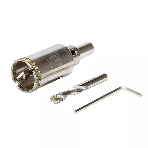 1inch | 25mm Diamond Hole Saw with Center Drill bit and Diamond-Coated Center Drill bit for Ceramic Glass Marble Fiberglass Granite and Porcelain Tiles by CENYB