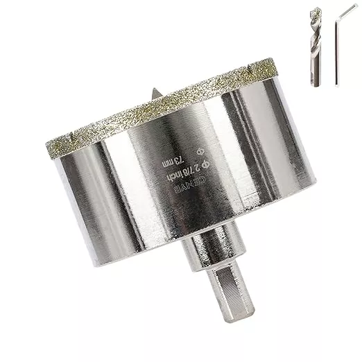 2-7/8inch | 73mm Diamond Hole Saw with Center Drill bit and Diamond-Coated Center Drill bit for Ceramic Glass Marble Fiberglass Granite and Porcelain Tiles by CENYB