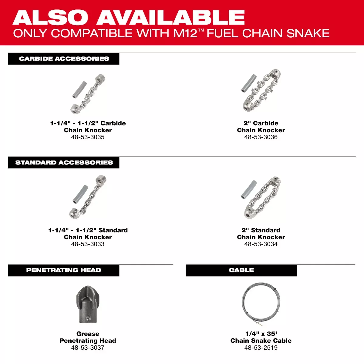2" Carbide Chain Knocker for 1/4" Chain Snake Cable