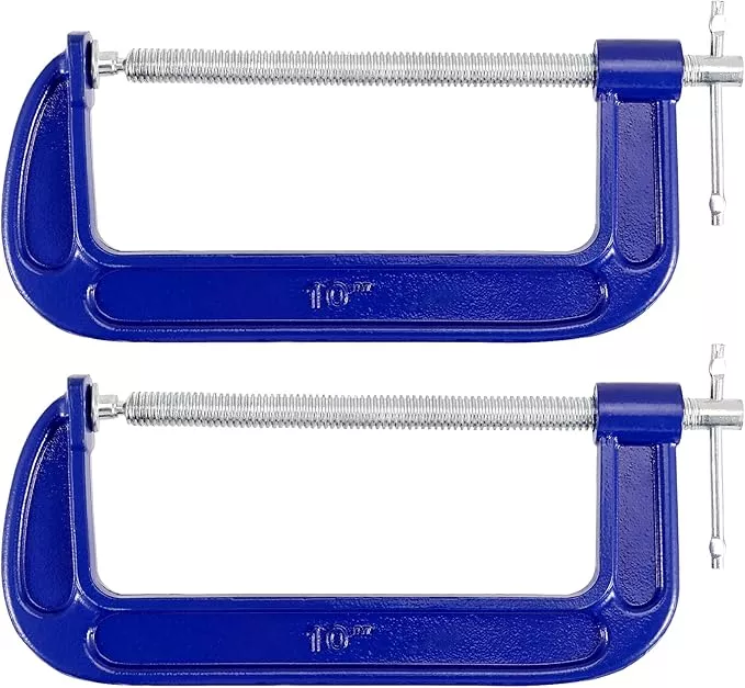2 Pack C-Clamp, Malleable Iron C-Clamps, Heavy Duty C-Clamp T-Bar Handle for Woodworking, Metalworking, 8.6 Inch Max Jaw Opening, 3.7 Inches Throat Depth
