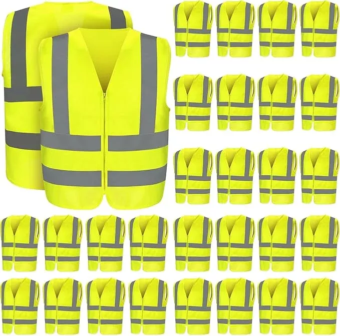20 Pcs Reflective Safety Vest Yellow Reflective High Visibility Vest for Construction Work Men Women
