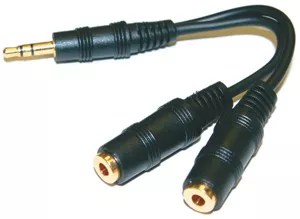 211-310 - 3.5mm Stereo Plug to 2 x 3.5mm Stereo Jack - Gold, 5" Y Cable