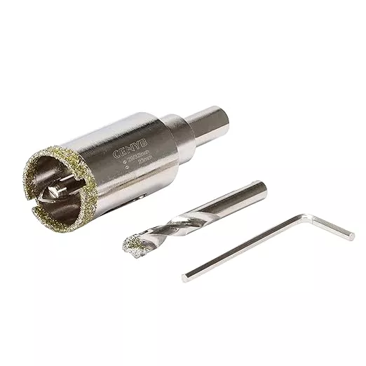 29/32inch | 23mm Diamond Hole Saw with Center Drill bit and Diamond-Coated Center Drill bit for Ceramic Glass Marble Fiberglass Granite and Porcelain Tiles by CENYB