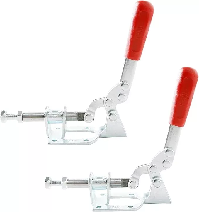 2Set Plunger Stroke Clamp w Flange Base Plate 300lbs Holding Capacity for Suitable for Toolbox, Door, Box, Trunk, Tractor Cover, Smoke Cover, Woodworking Fixture and Quick Release Pull Lock.