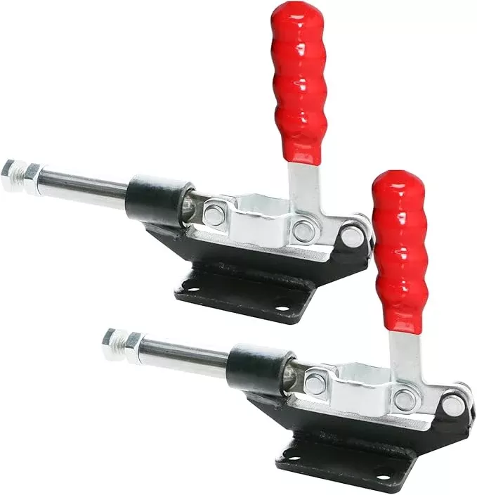 2Set Plunger Stroke Clamp w Flange Base Plate 500lbs Holding Capacity for Suitable for Toolbox, Door, Box, Trunk, Tractor Cover, Smoke Cover, Woodworking Fixture and Quick Release Pull Lock.