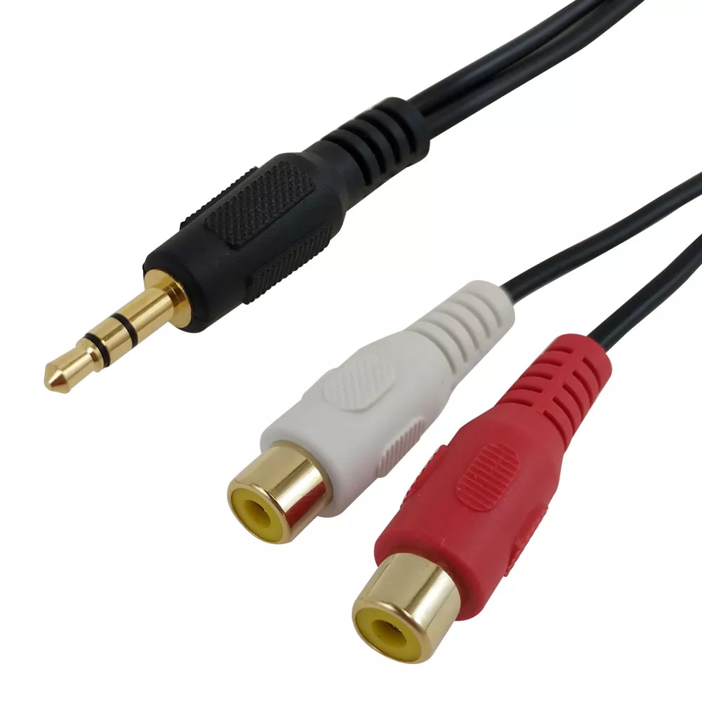 3.5 mm Stereo Male to 2X RCA Female Audio Cable - 6 ft