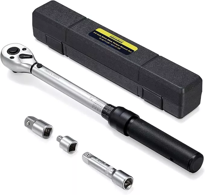 3/8-Inch Drive Click Torque Wrench Dual-Direction Adjustable Torque Wrench Set with Storage Case (10-45 ft.-lb./13.5-61 Nm)