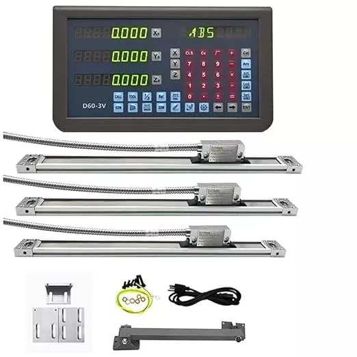 3-Axis DRO Digital Readout Display Linear Magnetic Scale Kit 18"x22"x16" Travel Length 5um for Milling Machine