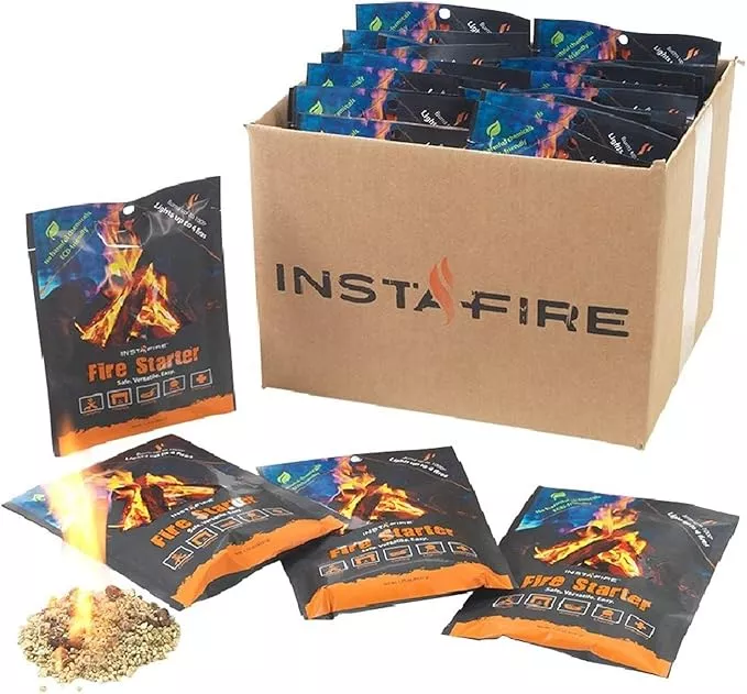 (30 Packs) Insta-Fire Fire Starter Emergency Fuel Eco-Friendly Granulated Bulk Excellent for Camping, Hiking, Fishing, and Other Outdoor Activities - As seen on Shark Tank!