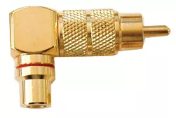 351-242 - RCA Plug to Jack - Gold plated, Right Angle, Red band