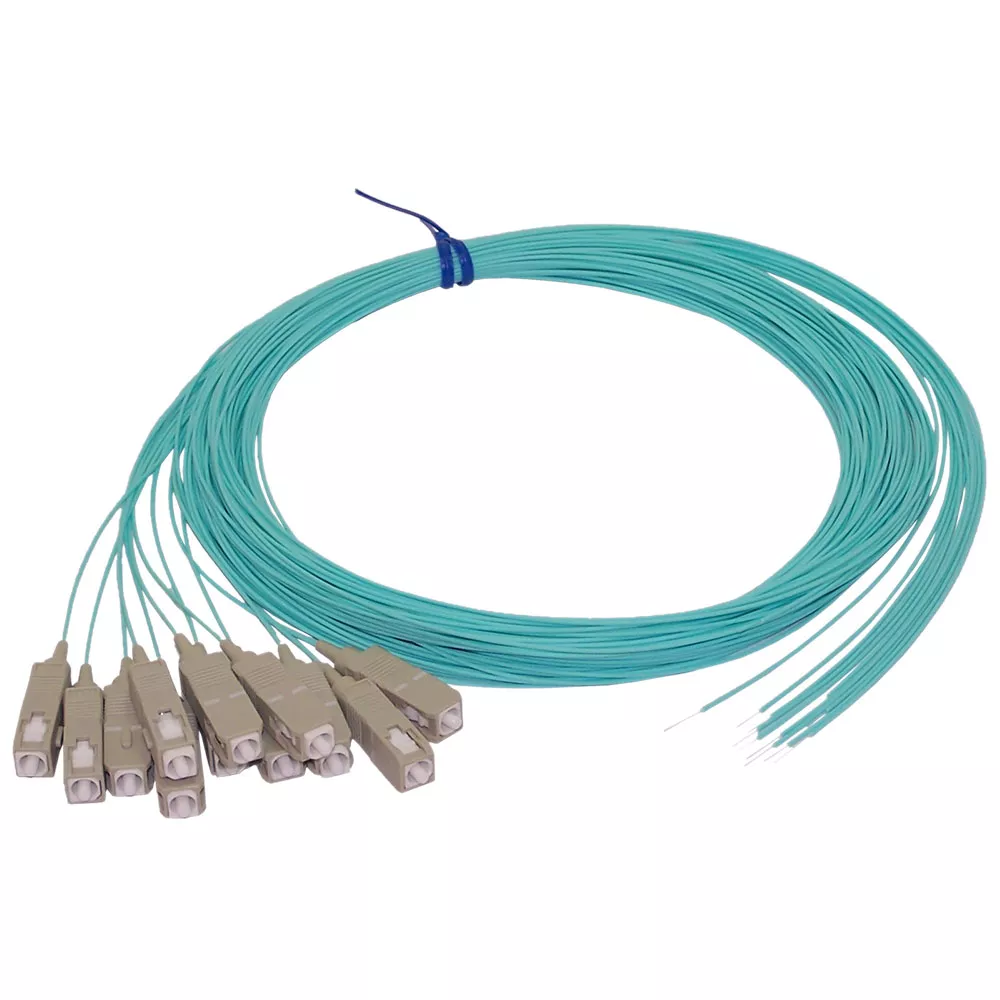 3M SC/PC 12-Fiber OM3Multimode Simplex 50 Micron -900UM Pigtail - Aqua