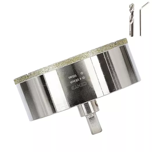 4-1/8inch | 105mm Diamond Hole Saw with Center Drill bit and Diamond-Coated Center Drill bit for Ceramic Glass Marble Fiberglass Granite and Porcelain Tiles by CENYB