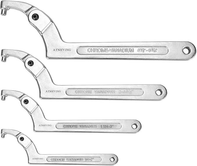 4 pcs Spanner Wrench Set, Adjustable C Pin Spanner Hook Wrench Tool for Machine Tools, Vehicles, Mechanical Equipments,Round Head3mm5mm6mm8mm (4pcs Square Head)