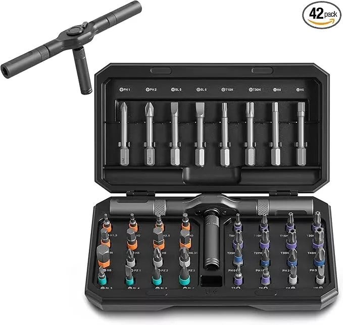 42 in 1 Magnetic Screwdriver Set, Screw Driver Set Kit with Detachable Ratchet Handle, DIY Mini Ratchet Screwdriver, Ratchet Allen Wrench Set for Furniture, Computers, Electronics, Bicycles