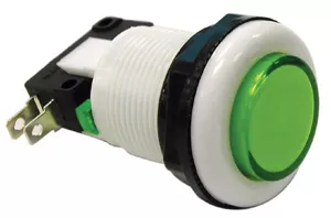 459-505 - Push Button Game Switch - SPDT Round Green Lens, On-(On)