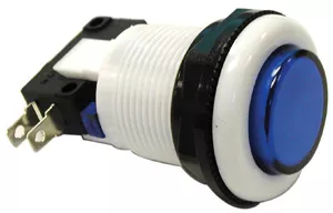 459-506 - Push Button Game Switch - SPDT Round Blue Lens, On-(On)