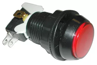 459-512- Puhs Botton Game Switch - SPDT Round Red Lens, On-(On), Illuminated