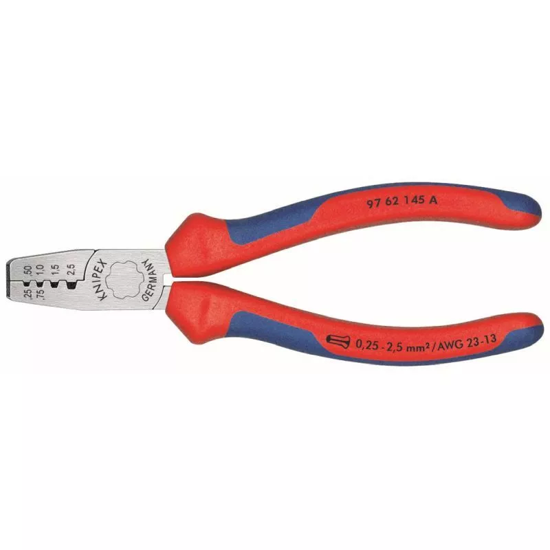 5-3/4" Crimping Pliers for Wire Ferrules, Comfort Grip