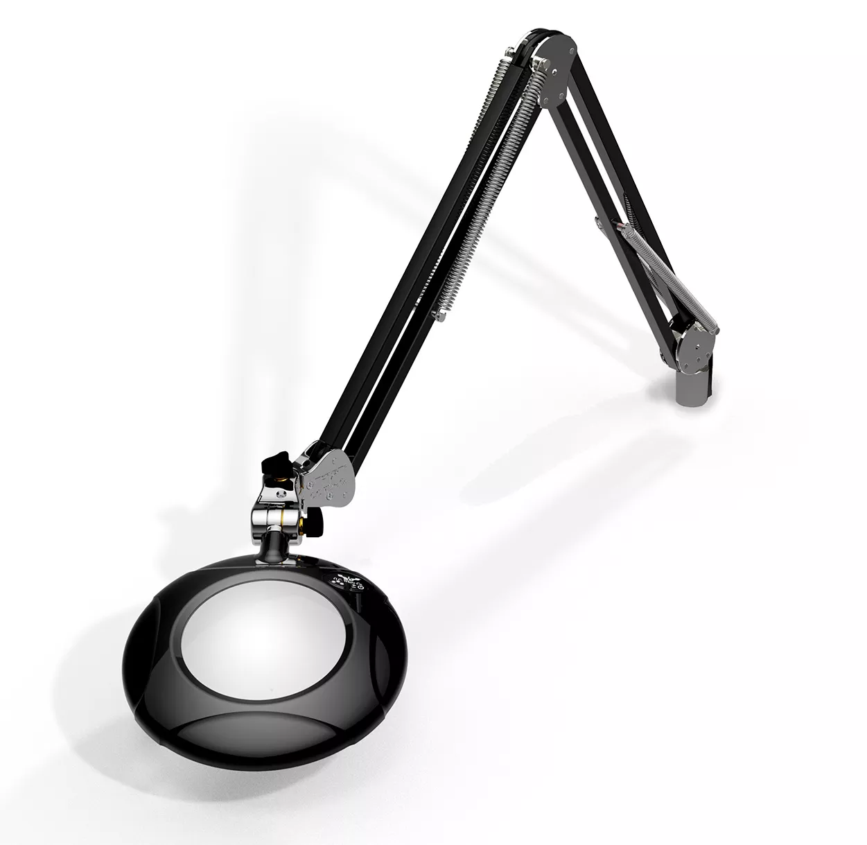 5" Round Green-Lite LED Magnifier - 4 Diop (2X) - Screw Down - 43" Reach - Carbon Black