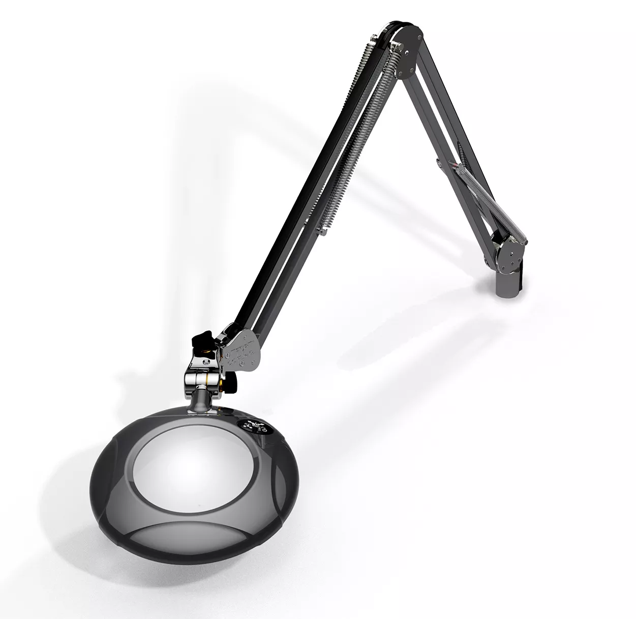 5" Round Green-Lite LED Magnifier - 4 Diop (2X) - Screw Down - 43" Reach - Charcoal Black