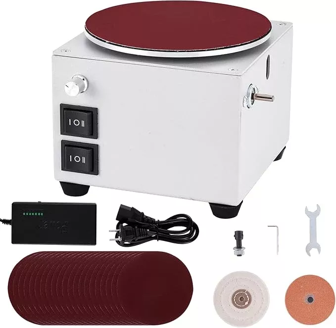 6 Inch Benchtop Disc Sander and 3 Inch Bench Grinder Machine for Wood, Crafts, Scissors Sanding, 6-inch Disc, 3-inch Sanding Wheel, Stepless Speed Control, Dual Motor Control