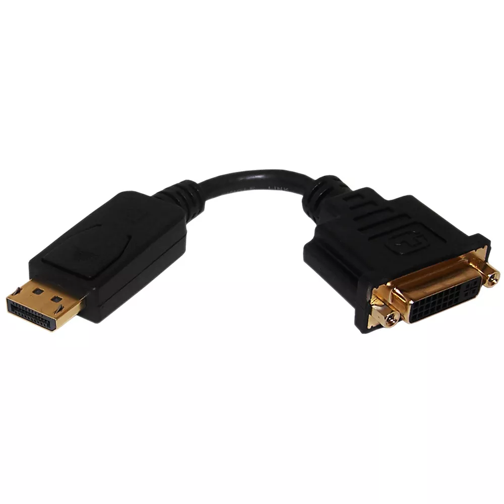 6 Inch Display Port 1.1 Male to DVI Female Adapter - Black