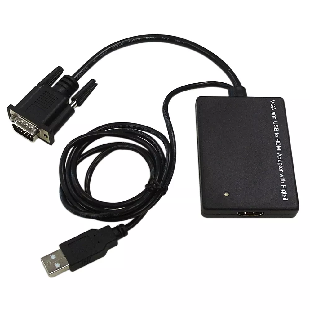 6 Inch VGA Male to HDMI Female Adapter - Black