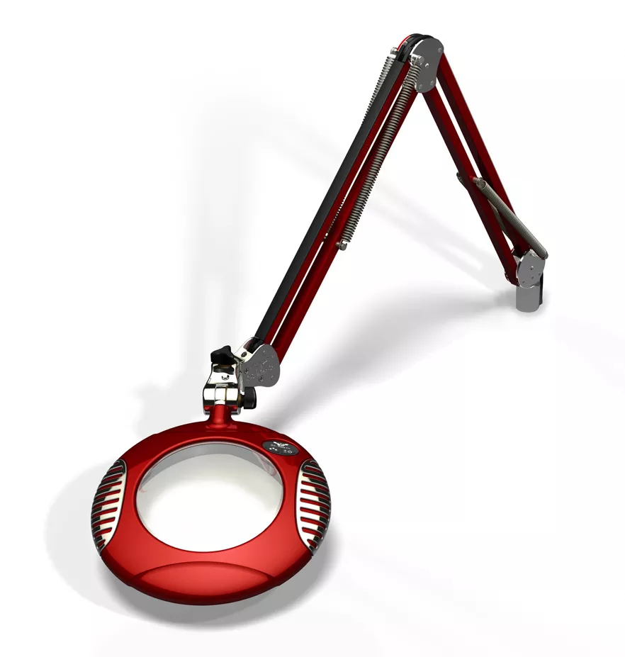 6" Round Green-Lite LED Magnifier - 4 Diop (2X) - Screw Down - 30" Reach - Blaze Red
