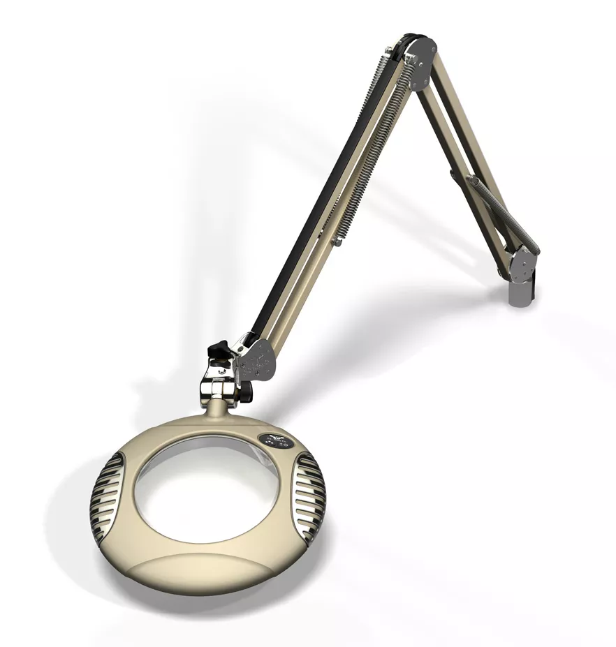 6" Round Green-Lite LED Magnifier - 4 Diop (2X) - Screw Down - 30" Reach - Shadow White