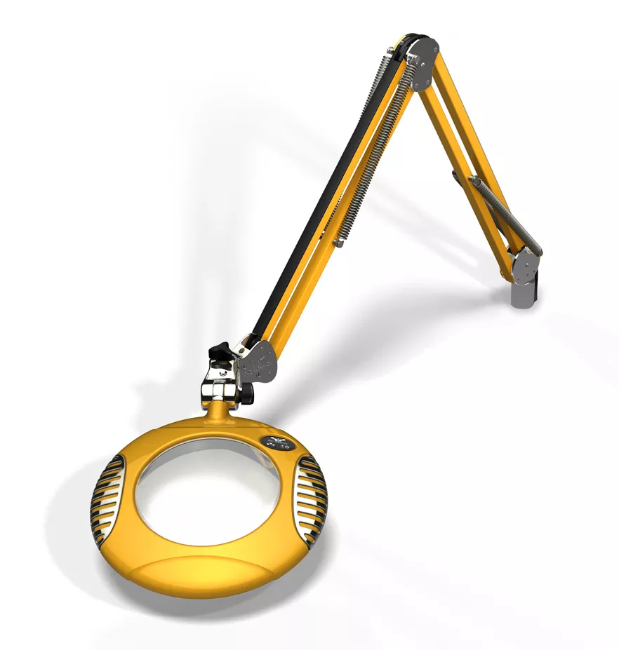 6" Round Green-Lite LED Magnifier - 4 Diop (2X) - Weighted Base - 43" Reach - Blazing Yellow