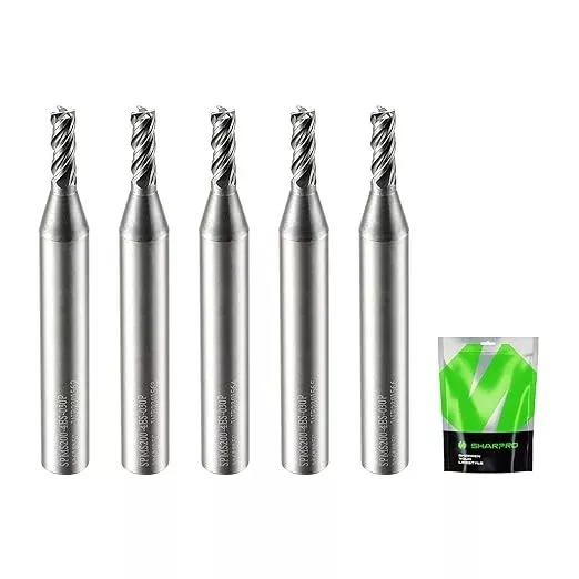 6mm Shank End Mill Bits Set 3mm Cutting Dia. 4 Flutes AlCrN Coated Carbide Square CNC Milling Bits, Apply for Alloy Steel, Stainless Steel, and Various Cast Iron (5PCS)