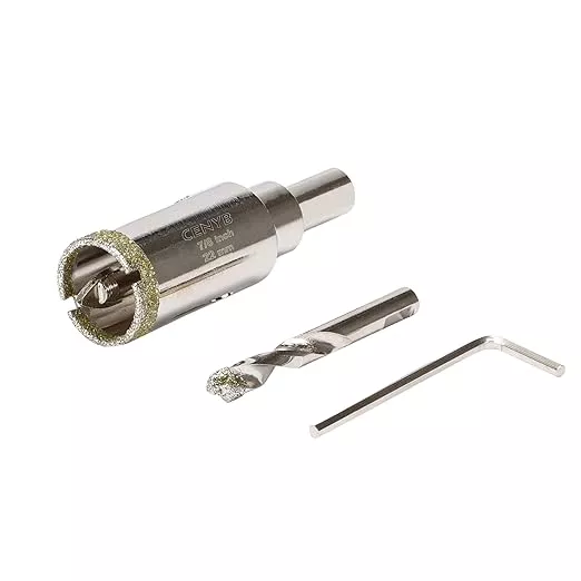 7/8inch | 22mm Diamond Hole Saw with Center Drill bit and Diamond-Coated Center Drill bit for Ceramic Glass Marble Fiberglass Granite and Porcelain Tiles by CENYB