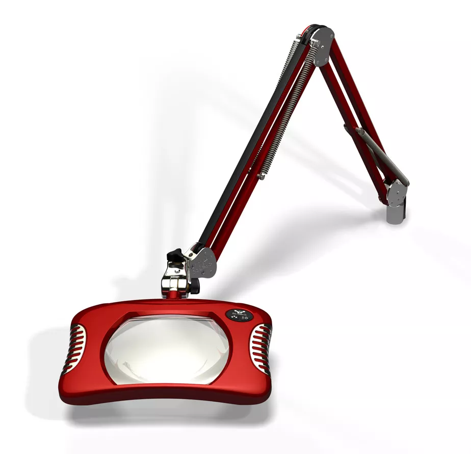 7" x 5.25" Rectangle Green-Lite LED Magnifier- Screw Down - 30" Reach -Blaze Red