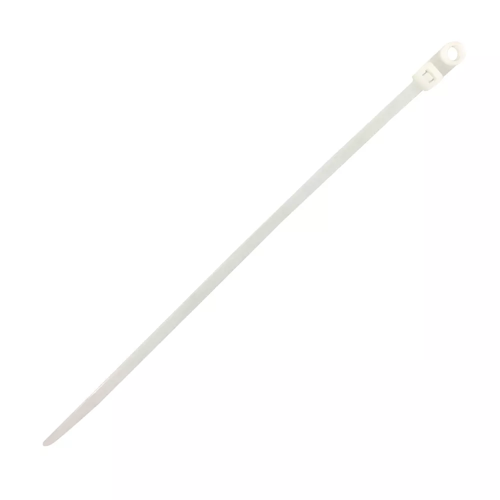 8 Inch Mounted Head Cable Tie (50 lb) - UV Nylon 66 - Packof 1000 - Clear