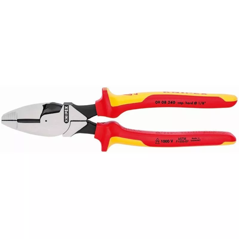 9-1/2'' High Leverage Lineman's Pliers New England Head - 1,000V Insulated