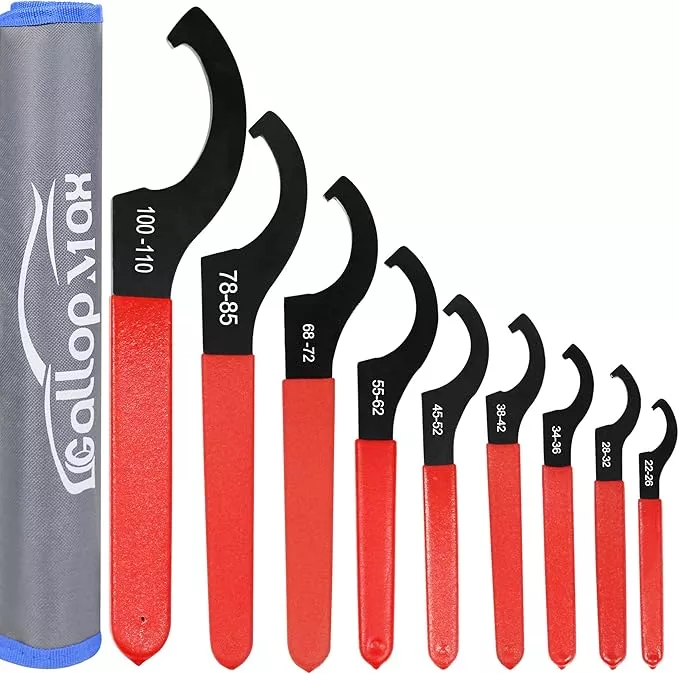 9Pcs Coilover Spanner Wrench Set, Universal Spanner Wrenches Motorcycle Shock Wrench Adjustable Carbon Steel ATV Coil Over Adjustment Tool (Blue)