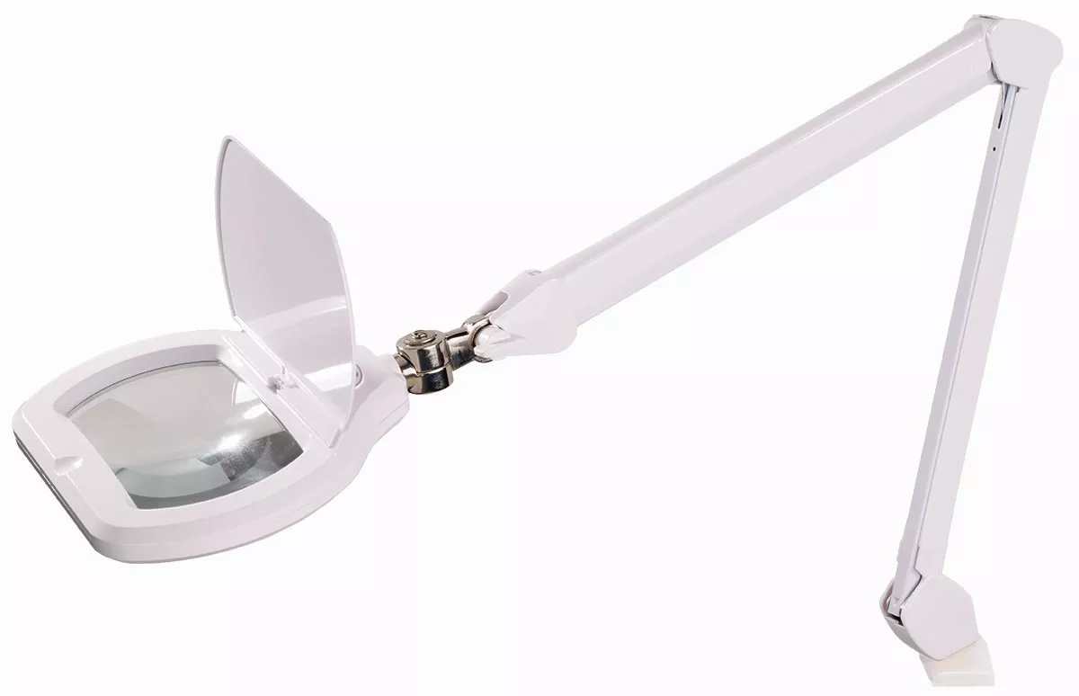 Accu-Lite 6.85" Rectangle LED Magnifier; 3.5 Diopter (1.88x); Table Edge Clamp, 45" Reach - White