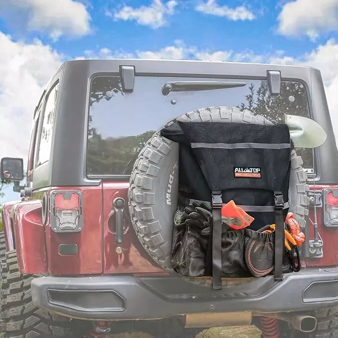 ALL-TOP Spare Tire Trash Bag, Heavy Duty Truck Tailgate Trash Bag, Cargo Storage Bag for Jeep, Truck, SUV or Car, Fit up to 40'' Tire (Rhino Grey)