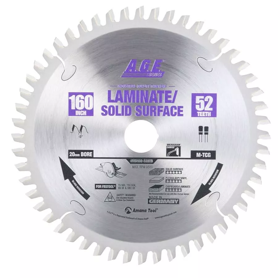 Amana Tools MD160-528TB 160mm 52T Aluminum/Plastic Blade (Fits Festool)