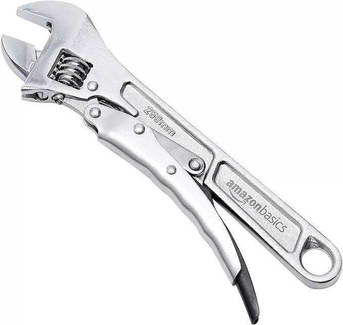 Amazon Basics Locking Adjustable Wrench, 10 inch x 2.7 inch x 0.75 inch